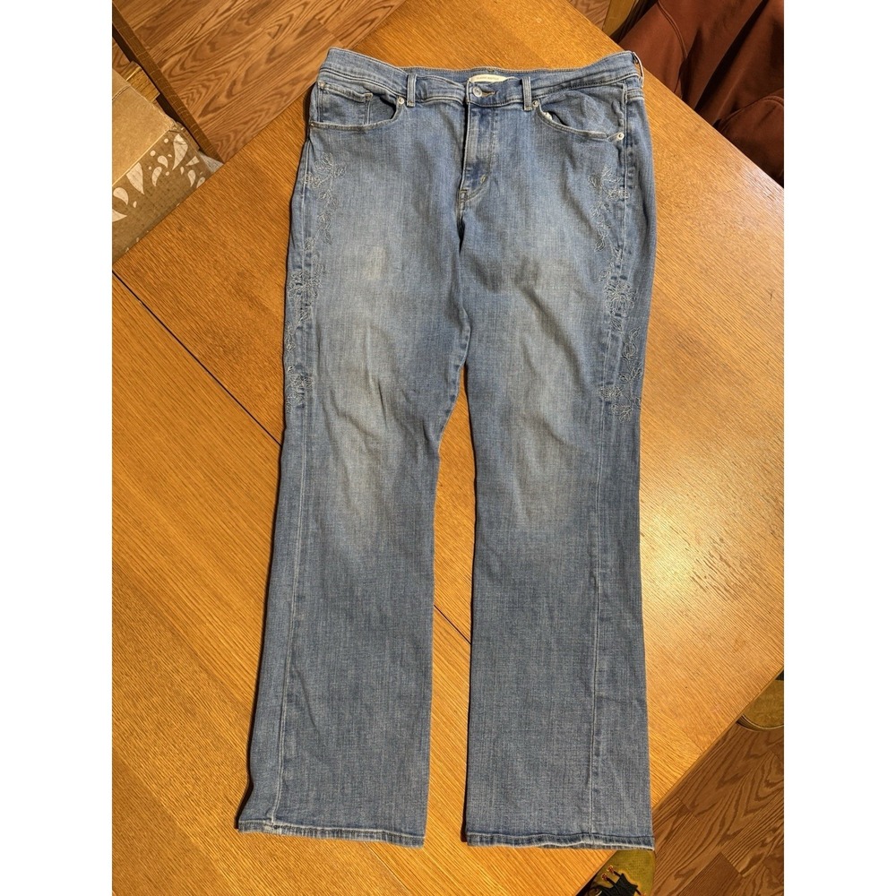 Levi's Classic Bootcut Jeans Womens 32x30 Blue Floral Embroidered Stretch